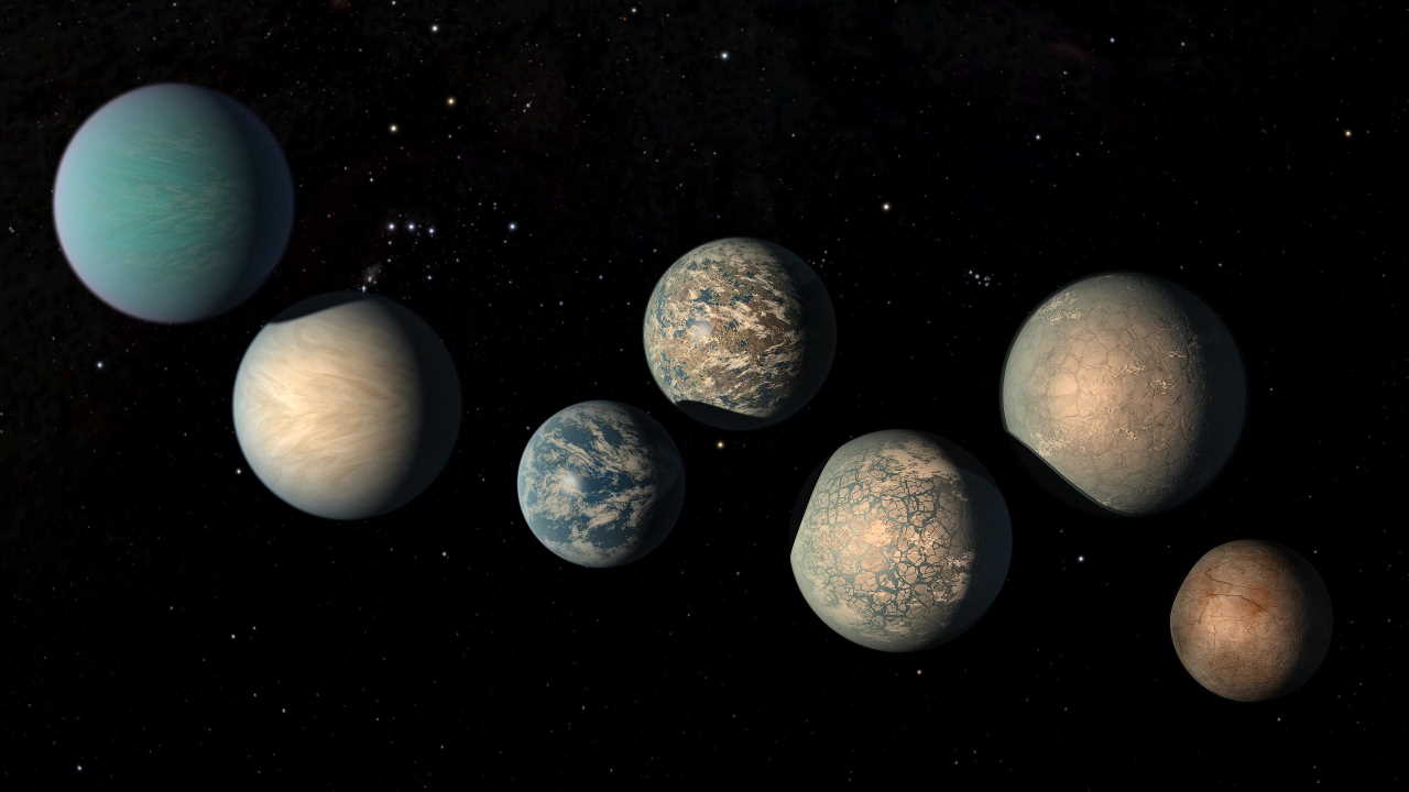 Ілюстрація можливого вигляду планет в системі TRAPPIST-1. NASA / JPL-Caltech / Wikimedia Commons