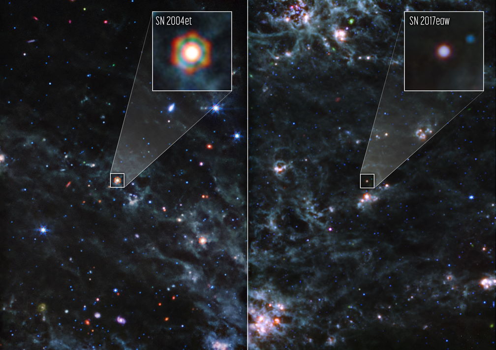 Зображення наднових, отримане інструментом MIRI.&amp;nbsp;NASA, ESA, CSA, Ori Fox (STScI), Melissa Shahbandeh (STScI)