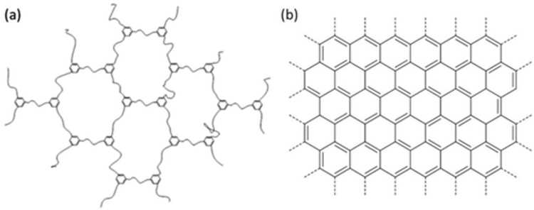 Хімічна структура двовимірного полімеру порівняно з графеном. A. Dieter Schlüter / Macromolecular Rapid Communications, 2022