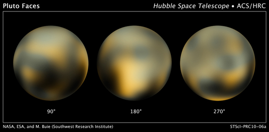 Зображення Плутона на основі кількох фотографій ASC на борту «Габбла», зроблених з 2002 по 2003 рік. NASA, ESA, and M. Buie / Southwest Research Institute