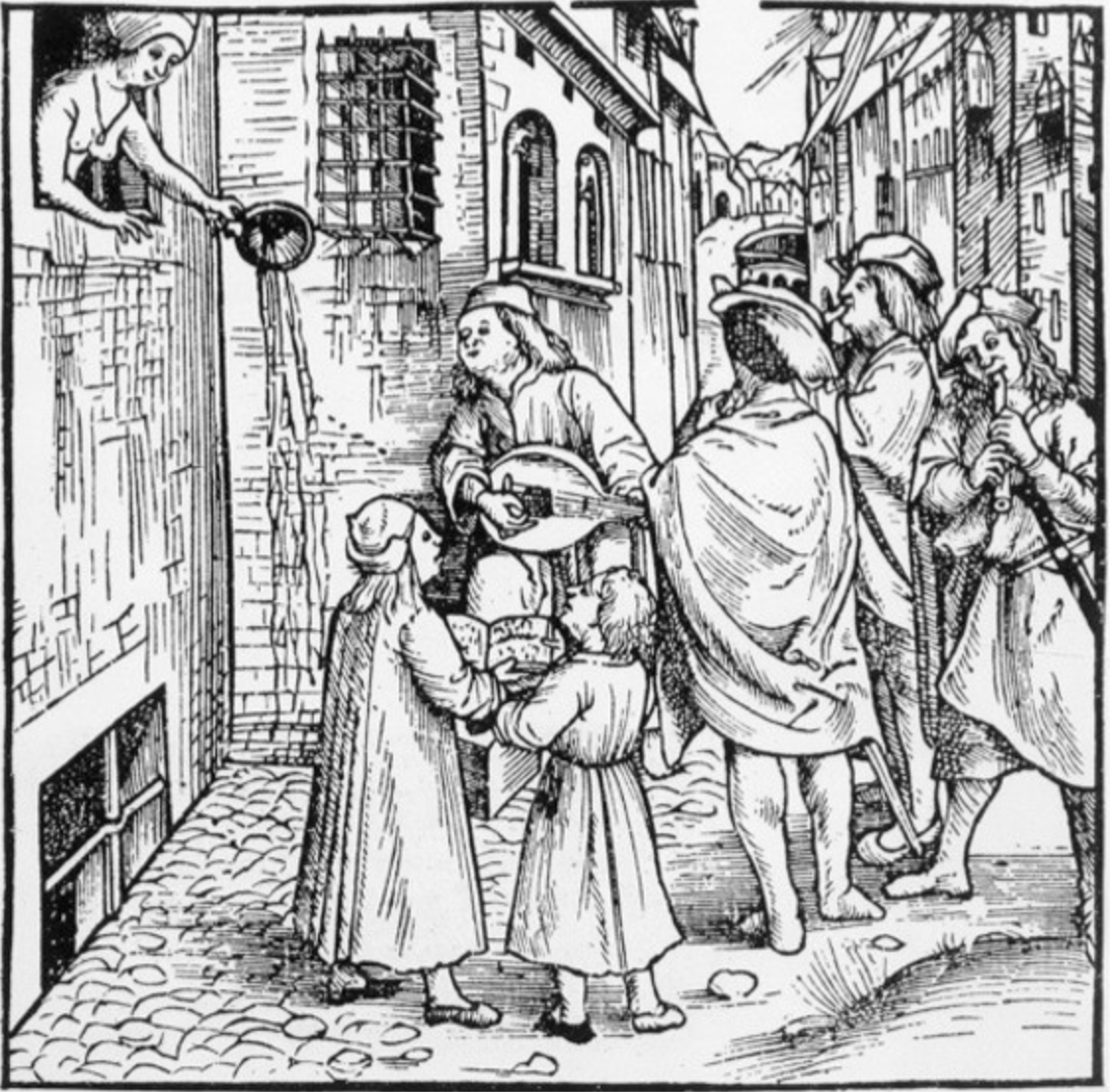 Брудні середньовічні вулиці були справжнім розсадником інфекцій: на них викидали всі органічні відходи, а мешканці спустошували нічні горщики прямо з вікон будинків. Archiv Gerstenberg / BBC History