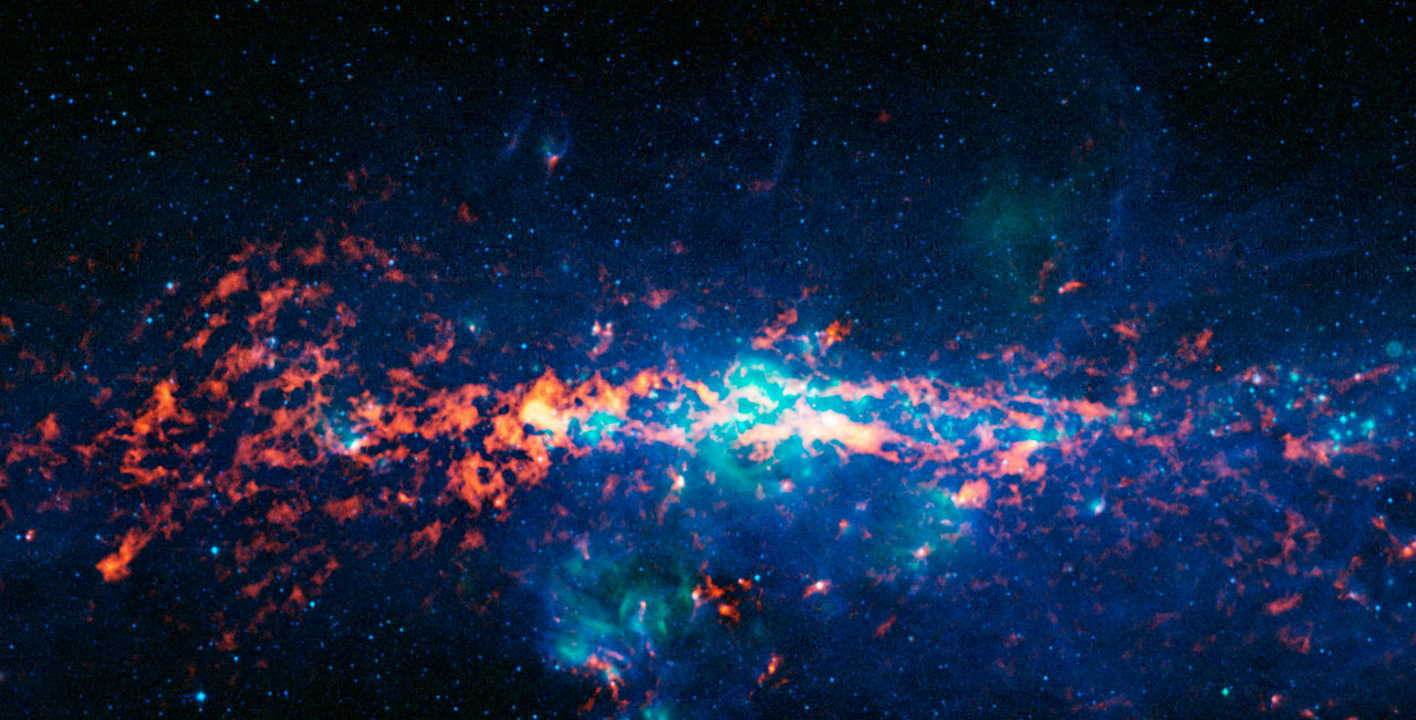 Стрілець В2 та центр галактики. ESO, APEX &amp;amp; MSX, IPAC, NASA / ESO