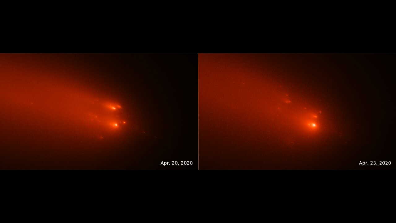 Знімки комети C/2019 Y4 (ATLAS) квітня 2020, зроблені «Габблом». NASA, ESA, Quanzhi Ye (UMD), Alyssa Pagan (STScI)&amp;nbsp;