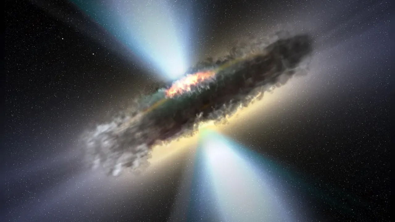 Художнє зображення запиленого квазара.&amp;nbsp;ESA / V. Beckmann (NASA-GSFC)