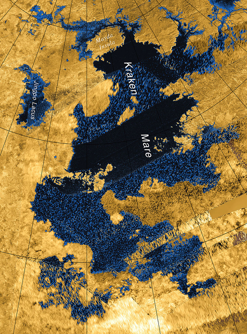 Море Кракена. NASA/JPL-Caltech/ASI/USGS