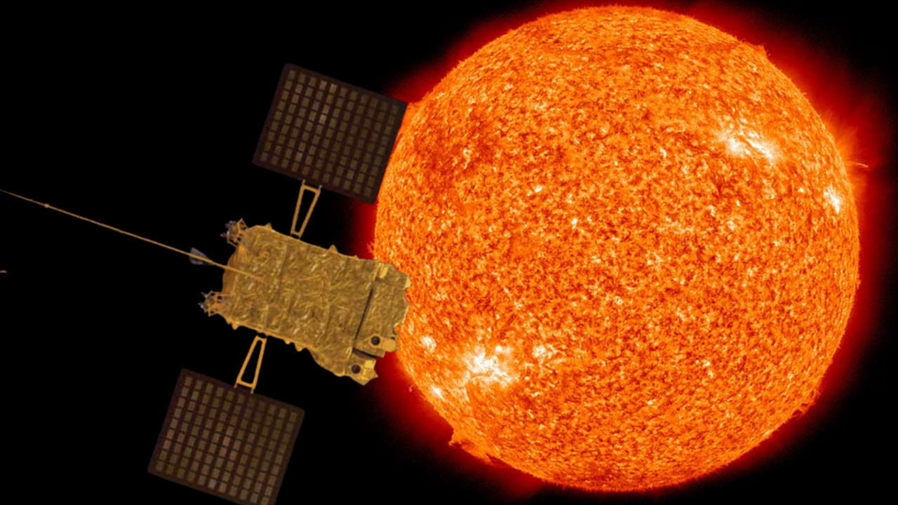 Художнє зображення станції на тлі Сонця. ISRO