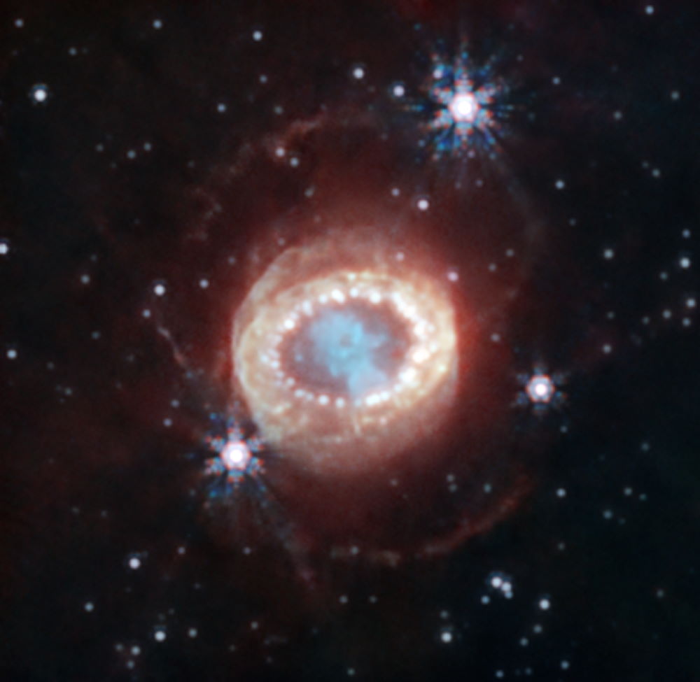 SN 1987A на знімку телескопа.&amp;nbsp;NASA, ESA, CSA, Mikako Matsuura (Cardiff University), Richard Arendt (NASA-GSFC, UMBC), Claes Fransson (Stockholm University), Josefin Larsson (KTH)