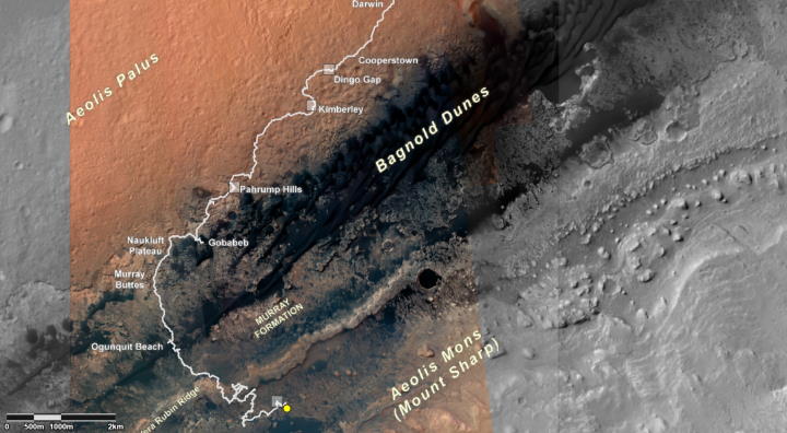 Мапа переміщень «К'юріосіті». NASA Science Mars Exploration Program