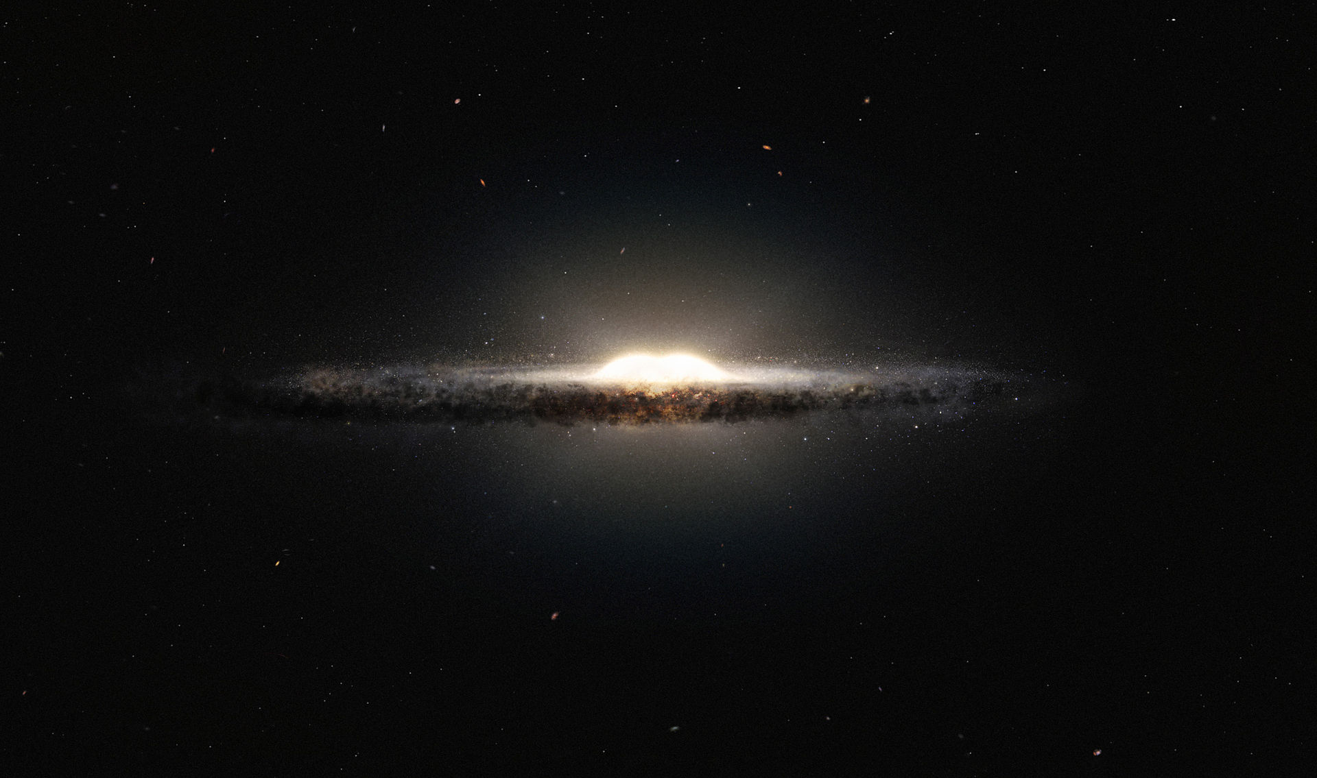 Художнє зображення балджа Чумацького Шляху. ESO, NASA, JPL-Caltech, M. Kornmesser, R. Hurt / Wikimedia Commons