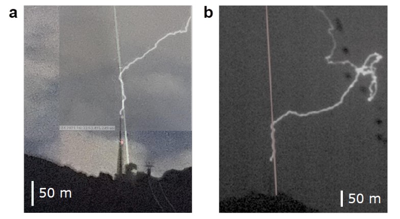 Знімки високошвидкісної камери із накладеною траєкторією шляху лазерного імпульсу. Aurélien Houard et al. / arXiv, 2022