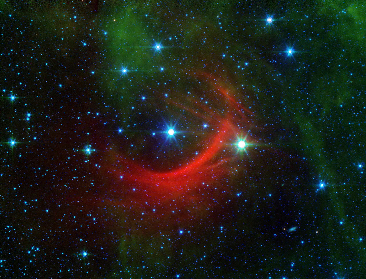 Зоря Каппа Кассіопеї на знімку телескопа&amp;nbsp; «Спітцер». Ця зоря вважається однією з тих, що втекла зі своєї галактики.&amp;nbsp;NASA / JPL-Caltech