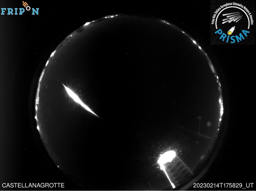 Метеор, відзнятий на одну з камер.&amp;nbsp;PRISMA / INAF