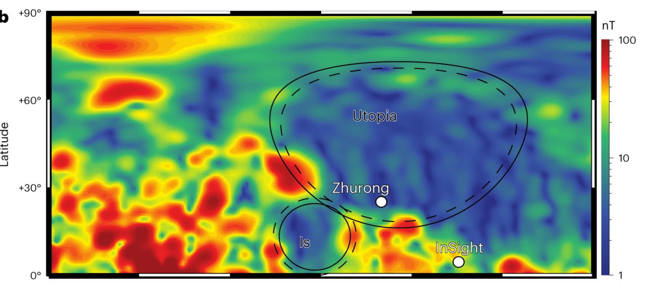 Змодельоване магнітне поле у регіоні роботи марсохода.&amp;nbsp;Aimin Du et al. / Nature Astronomy, 2023