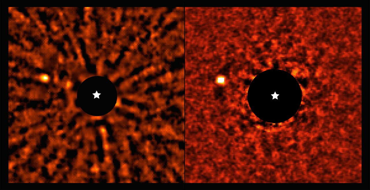 Отримані Дуже великим телескопом зображення планети. Зіркою позначене положення батьківської зірки.&amp;nbsp;ESO / Mesa, De Rosa et al.