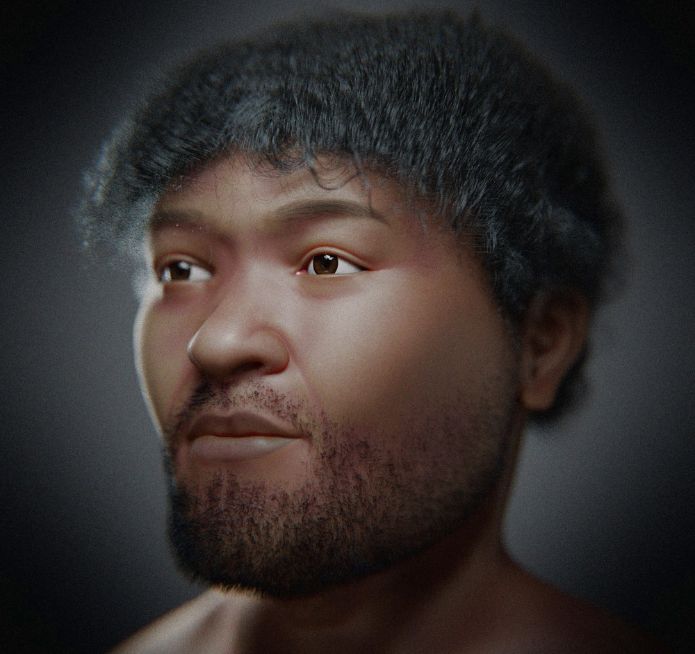 Реконструкція обличчя з додаванням художніх елементів, як-от волосся й кольору шкіри.&amp;nbsp;Moacir Elias Santos and Cicero Moraes / OrtogOnLineMag, 2023