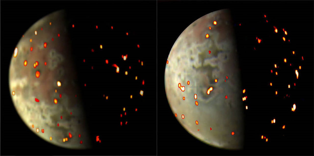 Поєднання фото Іо у видимому та інфрачервоному світлі, які зробила&amp;nbsp;«Юнона».&amp;nbsp;NASA / JPL-Caltech / SwRI / ASI / INAF / JIRAM