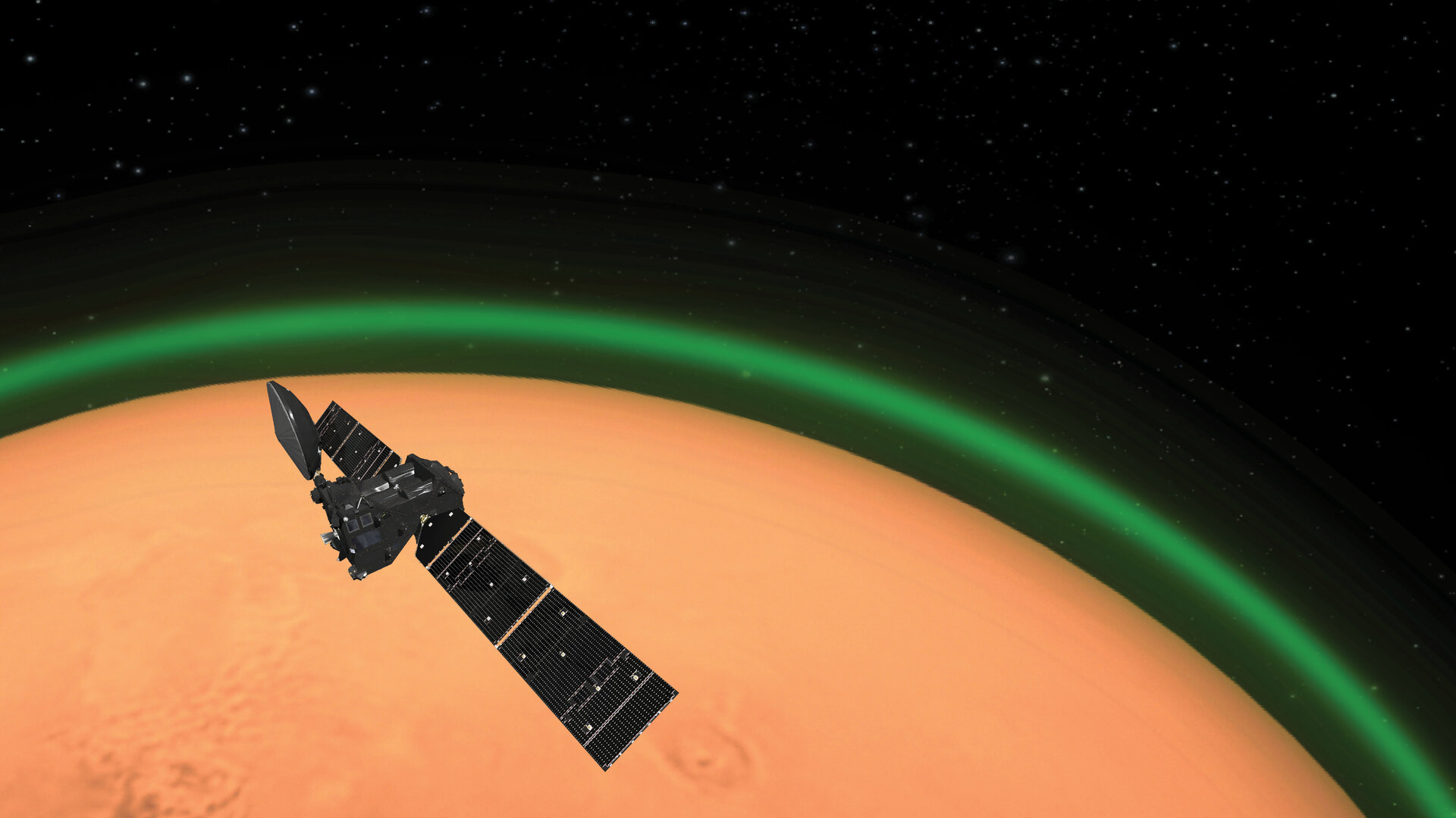 Художнє зображення світіння Марса. ESA
