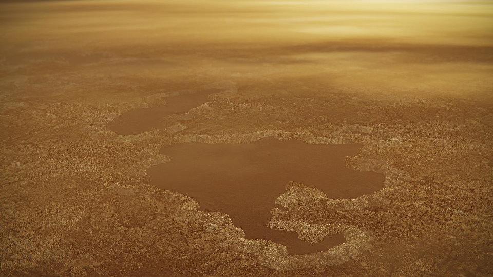 Художнє зображення озера на Титані. NASA, JPL-Caltech / Wikimedia Commons