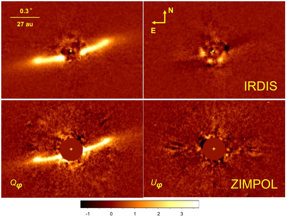 Протопланетний диск&amp;nbsp;HD 114082. Зоря позначена жовтим хрестиком.&amp;nbsp;Engler et al. / arXiv, 2022