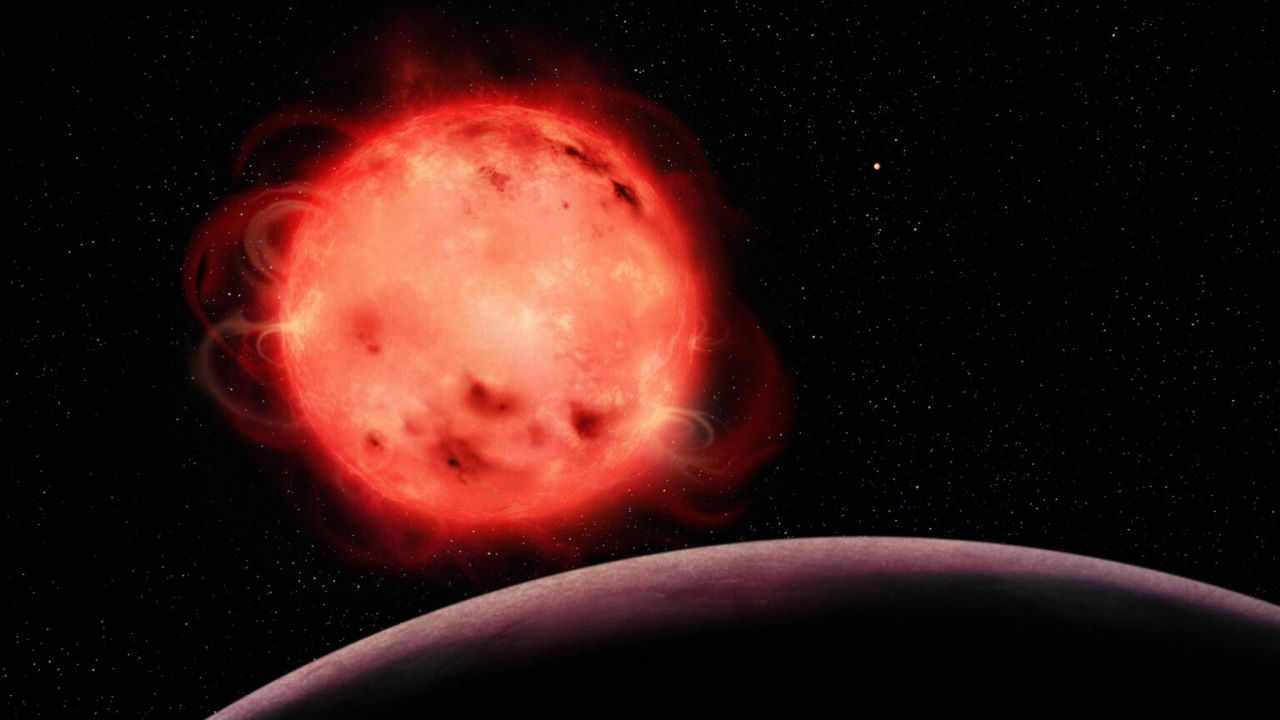 Художнє зображення зорі&amp;nbsp;TRAPPIST-1 поруч з планетою&amp;nbsp;TRAPPIST-1b. Benoît Gougeon, Université de Montréal