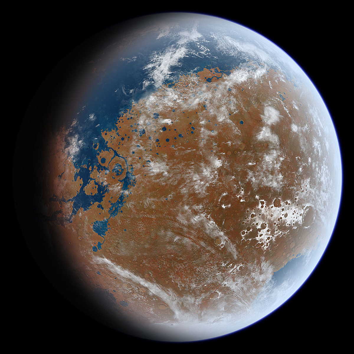 Художнє зображення давнього Марса. Ittiz / Wikimedia Commons