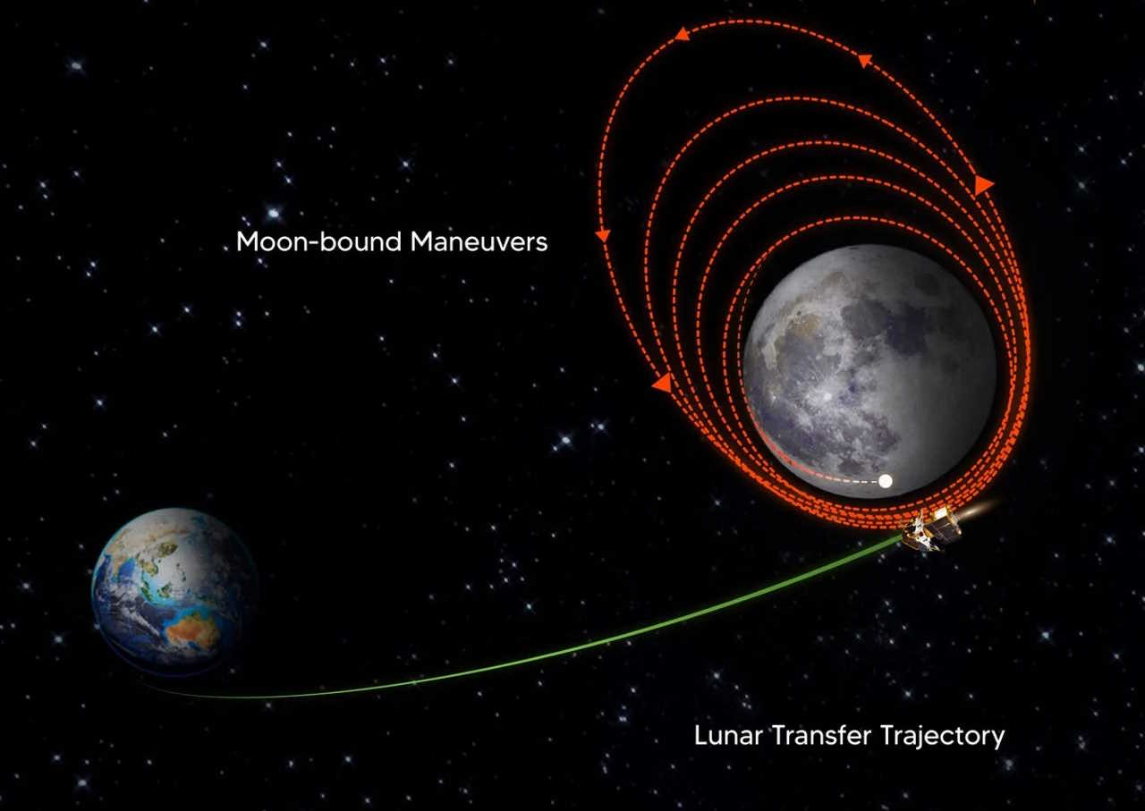 Орбіта «Чандраяна-3» станом на 5 серпня та подальший план місії. ISRO / Twitter