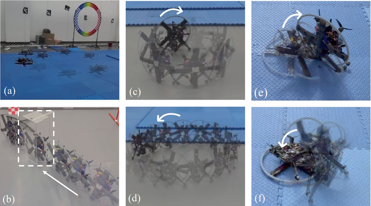 Зображення гібридного дрона під час польоту та катання в колесі.&amp;nbsp;Zhi Zheng et al. / arXiv, 2023