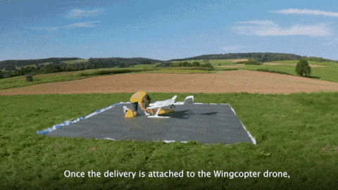 Дрон злітає після завантаження продуктами.&amp;nbsp;Wingcopter / YouTube