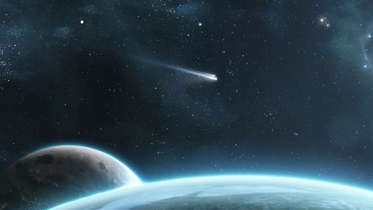 Художнє зображення комети біля пари екзопланет. Getty Images / Lev Savitskiy