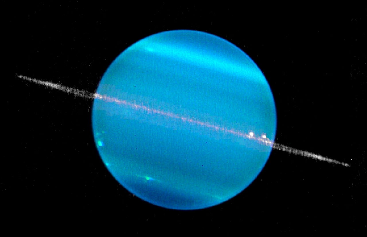 Композитне зображення Урана, зібране з різних знімків обсерваторії Кека. Keck Observatory