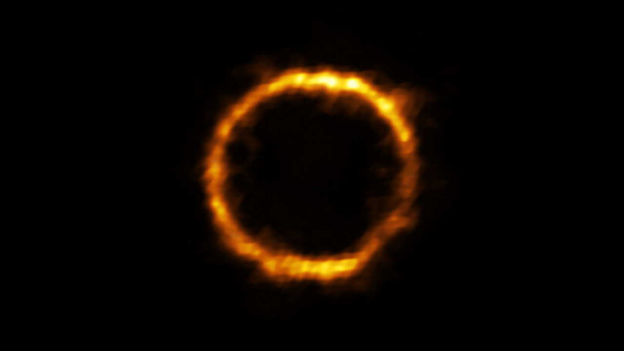 Галактика&amp;nbsp;SPT0418-47, в якої&amp;nbsp;«Джеймс Вебб» відкрив незвично багатого на метали компаньйона. Зображення, отримане телескопом ALMA.&amp;nbsp; ALMA (ESO / NAOJ / NRAO), Rizzo et al.&amp;nbsp;&amp;nbsp;