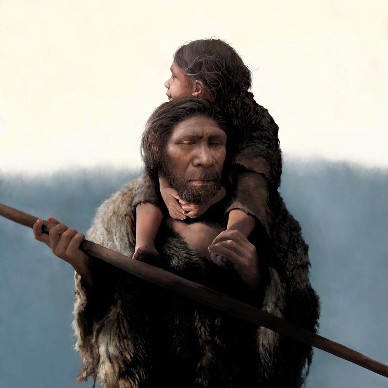 Художнє зображення батька-неандертальця з донькою.&amp;nbsp;Tom Bjorklund