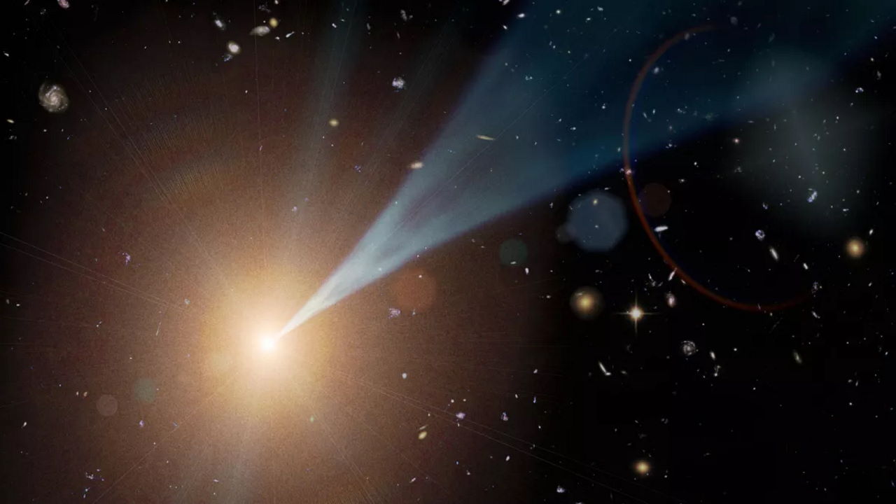 Ілюстрація джета з активного ядра галактики.&amp;nbsp;NASA / JPL-Caltech