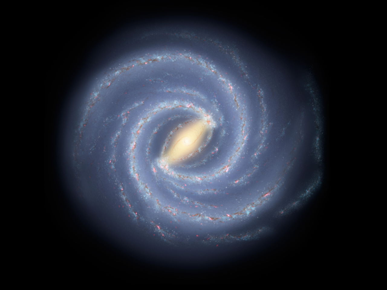 Художнє зображення Чумацького Шляху, якщо дивитися на галактику згори.&amp;nbsp;NASA / JPL-Caltech / R. Hurt SSC / Caltech