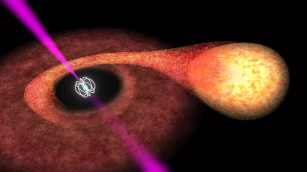 Художнє зображення пульсара у бінарній системі. ESA