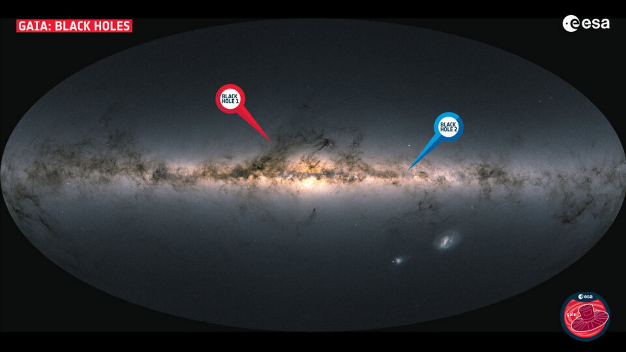 Положення двох відкритих астрономами чорних дір. ESA/Gaia/DPAC