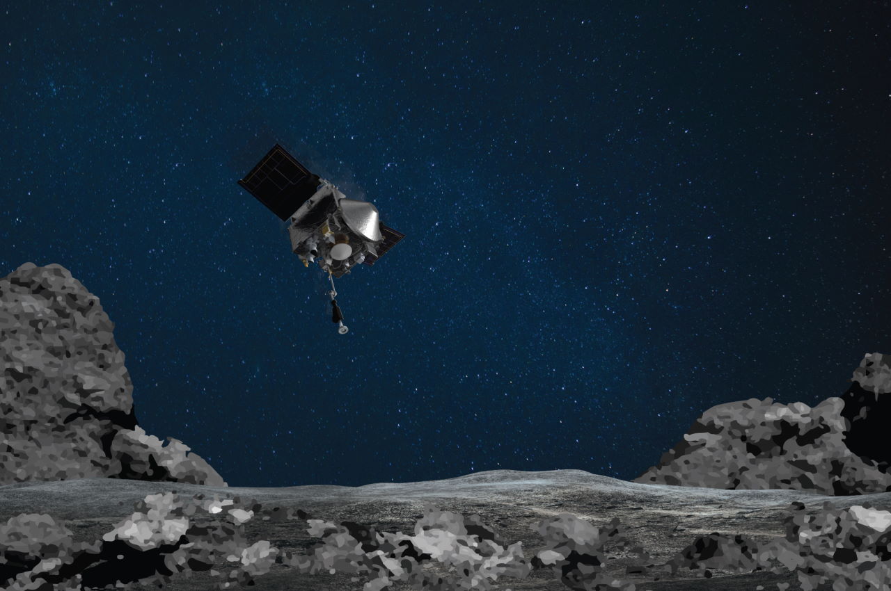Ілюстрація&amp;nbsp;OSIRIS-REx перед відбором зразків з поверхні Бенну. NASA