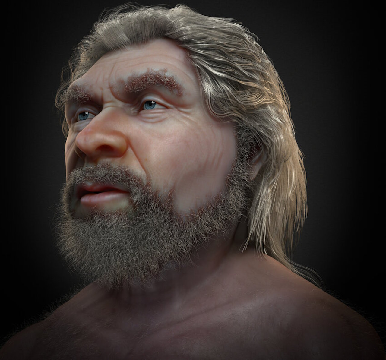 Реконструкція обличчя неандертальця на основі даних черепа з додаванням імовірного тону шкіри, очей та волосся. Cicero Moraes