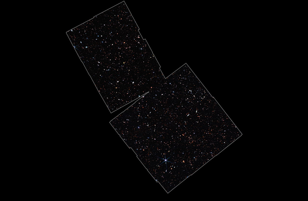 Зображення неба, яке&amp;nbsp;«Джеймс Вебб» зробив у ході огляду&amp;nbsp;JADES, у якому виявили галактику.&amp;nbsp;NASA, ESA, CSA, M. Zamani (ESA / Webb)