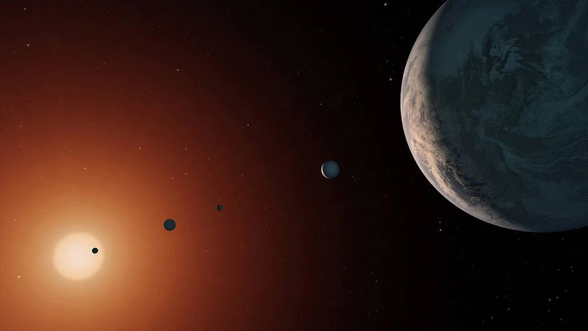 Система TRAPPIST-1 в уяві художника. NASA/JPL-Caltech