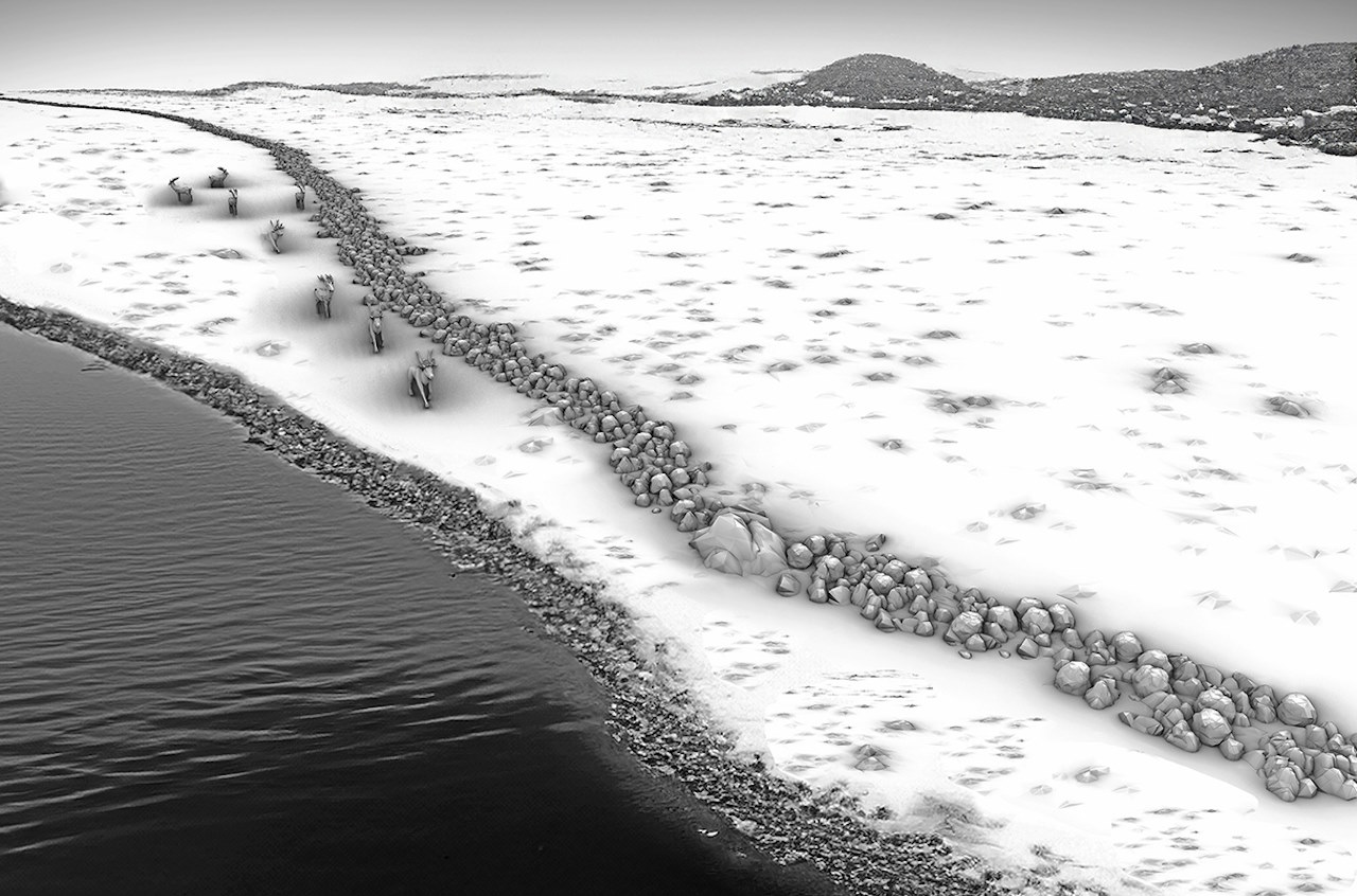 Цифрова реконструкція стіни кам'яної доби у минулому на основі тривимірних даних з дна моря.&amp;nbsp;Michał Grabowski