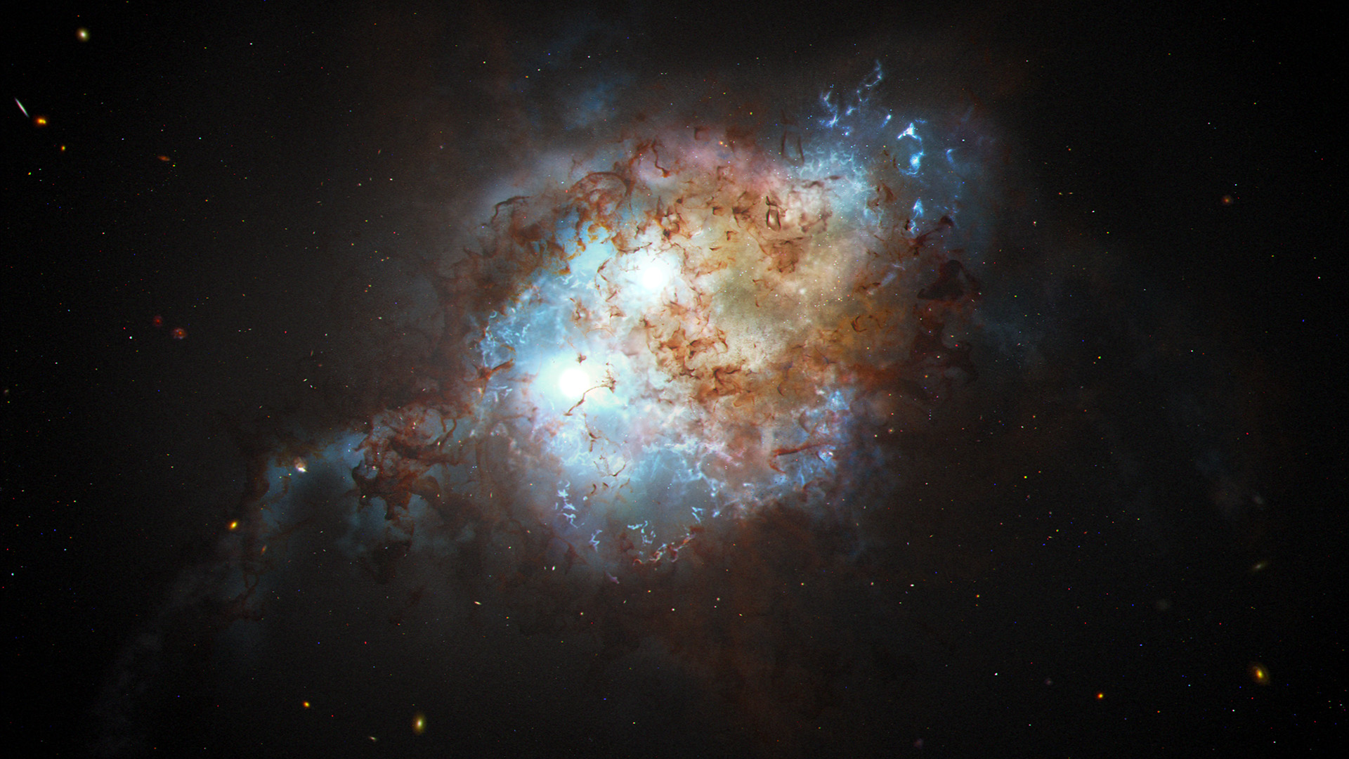 Художнє зображення галактик у процесі злиття.&amp;nbsp;NASA, ESA, Joseph Olmsted (STScI)