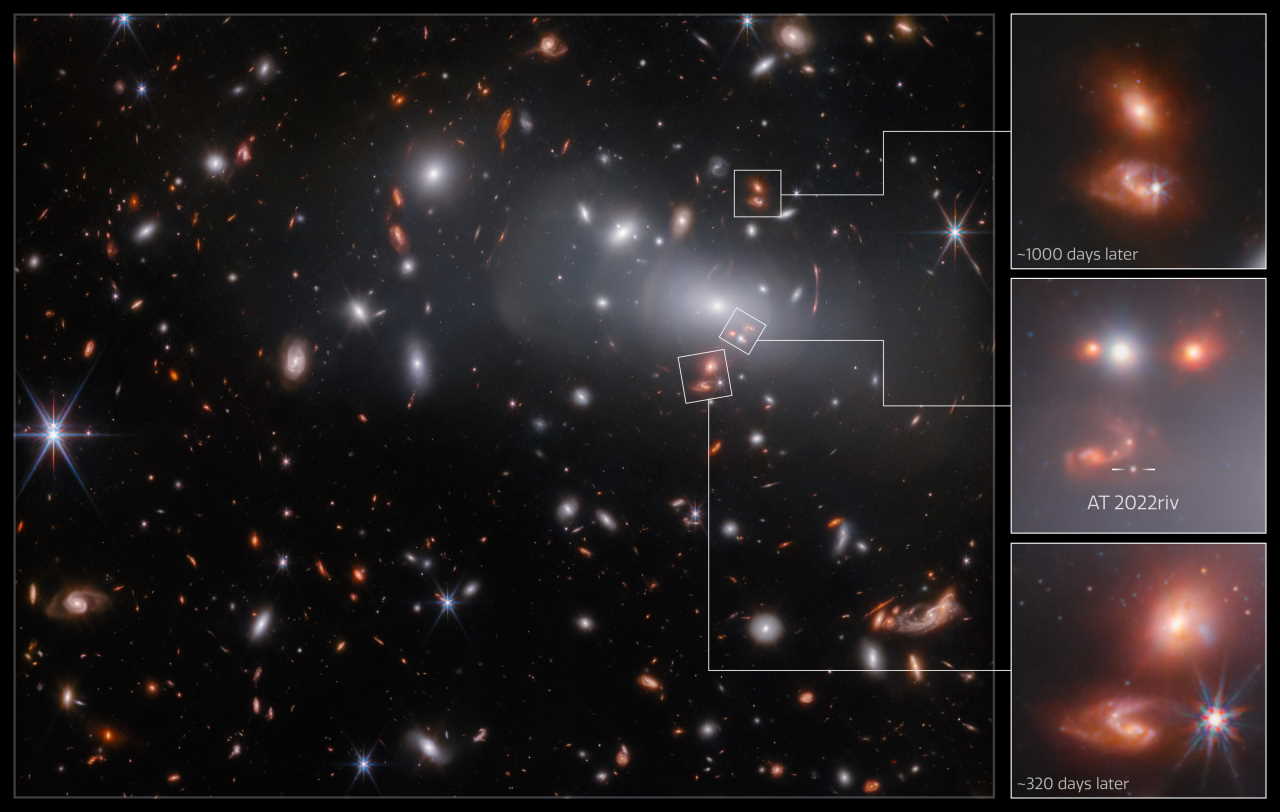 Три зображення наднової, які побачив&amp;nbsp; «Джеймс Вебб».&amp;nbsp;ESA, NASA