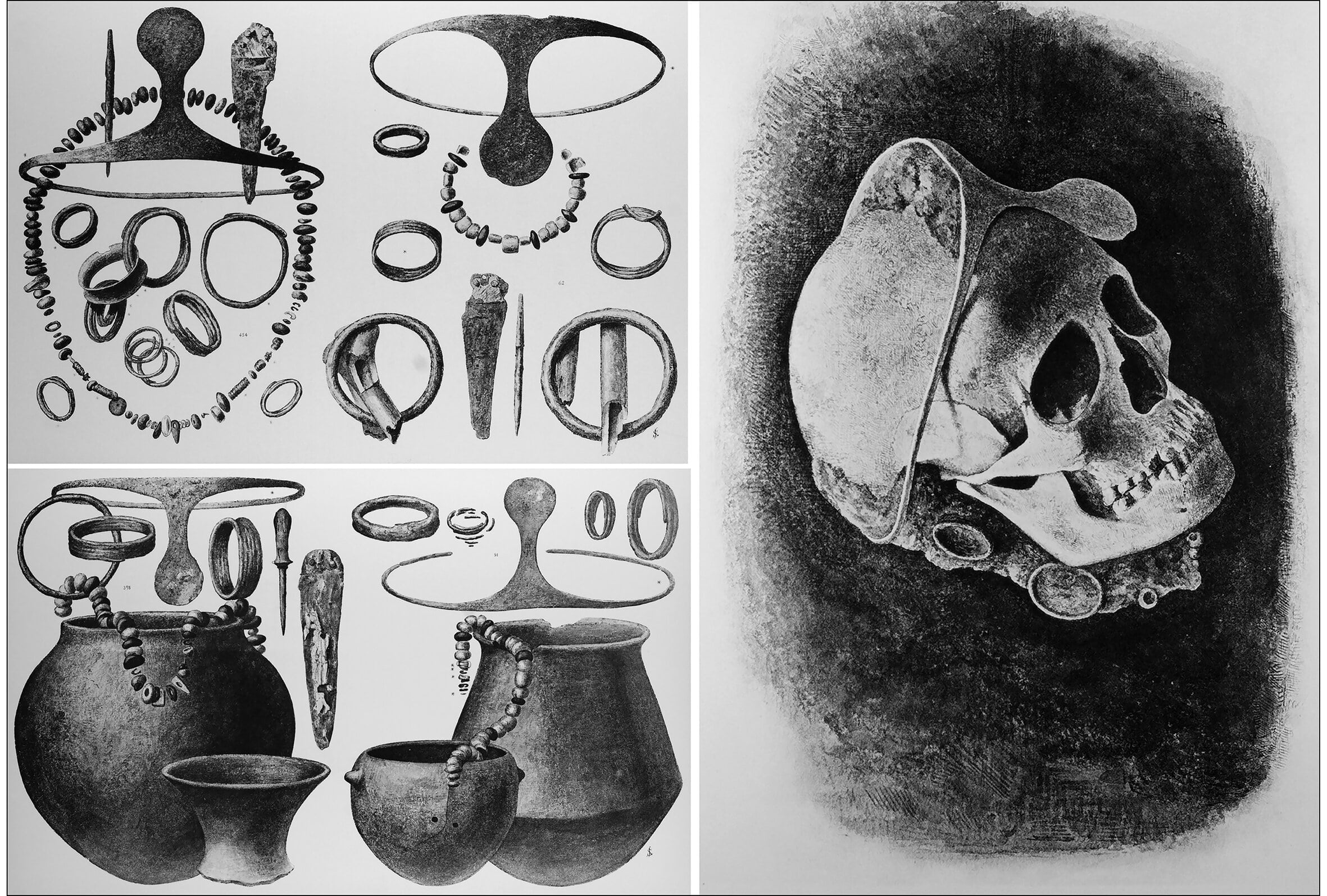 Срібні діадеми та інші вироби, знайдені в могилах Ель-Аргарської культури. Siret &amp;amp; Siret 1887
